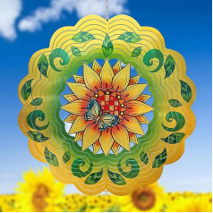 Dārza vēja zvaniņi 3D Hanging Wind Chimes Sunflower Ornament 30cm Liela metāla kinētiskā vēja skulptūra āra iekštelpu dekorēšanai Yard Art Decoration