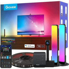 Govee iegremdēšanas komplekts, TV fona apgaismojums ar kameru un viedo LED gaismu joslu, LED lente, WiFi RGBIC LED lente 55-65 collu TV un datoram, darbojas ar Alexa un Google Assistant