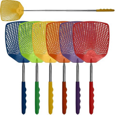 Kukaiņu un mušu plāksteris - izvelkams īpaši garš izvelkams rokturis 6 Pack Fly Swatter - iekštelpās/āra apstākļos - kaitēkļu apkarošanas mušu plāksteris