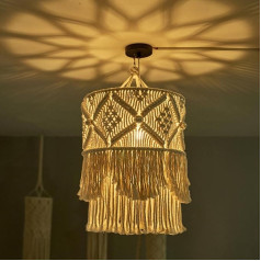 Liseng abažūrs Boho lampa roku izgatavots sienas gobelēns abažūrs bohēmas makrame Boho dekors roku darbs pušķis gobelēns fona galvas daļa sienas piekaramais