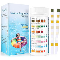 Accevo 7 in 1 Pool and Spa Test Strips, Swimming 100 Pool Test Kit, Hot Tub & Pool Water Test Strips for PH, Total Chlorine, Total Alkalinity, Hardness, Free Chlorine, Bromine, Cyanurlc Acid