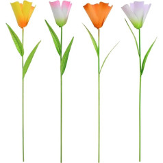 Metāla dārza mieti, 4 Pack Pavasara dekorācijas pagalma zīme Dekoratīvie augu mieti iekštelpu āra lieveņa terases celiņa zāliena mākslai (tulpe)