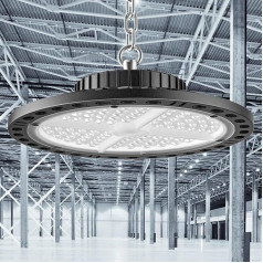 ANNIFUNLY LED iekštelpu prožektors 100 W 15000 lm LED NLO rūpnieciskais apgaismojums Dienas gaisma balta 6500 K LED darbnīcas lampa IP65 ūdensizturīga ar vadītāju Halles apgaismojums noliktavām sporta zālēm rūpnīcām