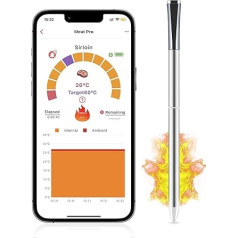 Bezvadu gaļas termometrs Bezvadu gaļas termometrs: Bezvadu gaļas termometrs bezvadu režīmā, kas piemērots cepeškrāsns grilam, grillam, grillam, virtuvei, ceptuvei, saderīgs ar iOS Android lietotni.