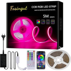 LED sloksne 5 m RGB COB LED sloksne, Fosingut 840LED/M Music Sync Smart LED Fairy Lights Strip Light Strip, 24 V Dimmable Indirect Lighting Wall LED TV Backlight for Kitchen Bed Room Decoration