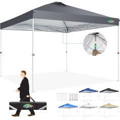 COBIZI Pavillon 3x3 Wasserdicht Stabil Faltpavillon Faltbar Partyzelt One Push Pop Up Gartenlauben mit Entlüftung UV Schutz 50+ Höhenverstellbar Gartenpavillon für Strand Hochzeit Camping, Grau