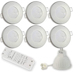 6 x LED iebūvējamie prožektori super plakana 12 V MR16 - piemēroti vannas istabai, lietošanai ārpus telpām, IP44 - 55-60 mm urbums - vannas istabas, apaļš prožektors.