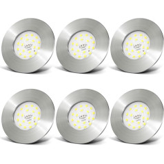 Dehobo LED Einbaustrahler 230V 6W Warmweiss 3000K - LED Spots IP44 Einbaustrahler Flach Badezimmer Set - Rund Modul Deckenstrahler Deckenspots Matt Nickel 6er Set