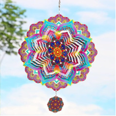 TFANUO Mandala Wind Chime 3D nerūsējošā tērauda 12 collu karājas Wind Chime kinētiskā pagalma mākslas rotājumi iekštelpu āra apdare