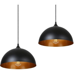 Tomshine piekaramais gaismeklis, 2 x Retro piekaramie gaismekļi, metāla, industriāls, vintage LED piekaramais gaismeklis, diametrs 30 cm, melns