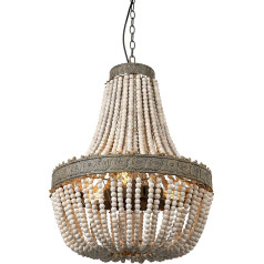 Newrays Retro Loft Retro Loft Vintage Rustic Round Wooden Beads Pendant Light E27 LED Hanging Lamp Decor Lights Modern for Living Room Hotel Kitchen (Big)