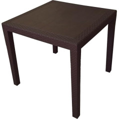 Izturīgs plastmasas galds Rattan Look Mocha / Kempinga galds 79 x 79 CM