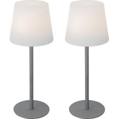 Qazqa - Modern Set van 2 tafellampen grijs oplaadbaar 40 cm IP54 - Jude Dimmer I Dimmbar I Außenbeleleuchtung - Kunststoff Rund - I