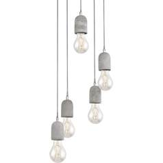 EGLO Pendelleuchte Silvares, 5 flammige Hängelampe Vintage, Industrial, Hängeleuchte aus Stahl und Beton in Grau, Esstischlampe, Wohnzimmerlampe hängend mit E27 Fassung