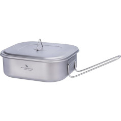 Boundless Voyage Outdoor Camping Titanium Military Chaos Tin with Lid Folding Handle Bushcraft Lunch Box Cookware 1L