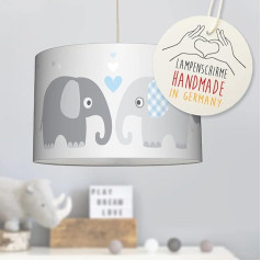 lovely label Lovely Elephant Ceiling Light for Children's Room Baby Room Diameter 30 x 20 cm - Decorative Ceiling Light Boy Complete with Lampshade & Bulb - Baby Children Lamp Ceiling - Blue Grey