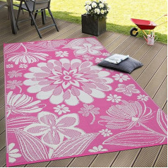 Ileading Āra plastmasas salmu paklājs 5x8ft Funny Flower Style Reversible Waterproof Anti Pill Portable Rugs for RV Outdoor Deck Pool Beach Picnic Camping (Pink)