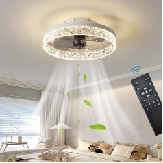 Exlafi Mute griestu ventilatori ar apgaismojuma tālvadības pulti, moderns ventilators, griestu gaisma, LED dimmable griestu ventilatora lampas guļamistabai, viesistabai, atgriezenisks ventilators (balts, 40 cm)