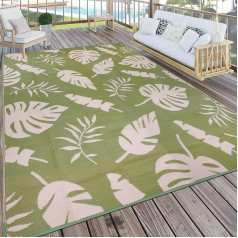 Ileading Āra plastmasas salmu paklājs 8x10ft Tropical Palm Leaves Large Reversible Waterproof Anti Pill Portable Rugs for RV Outdoor Deck Pool Beach Picnic Camping