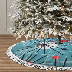 Юбка для елки 36 дюймов Mid Century Modern Party Christmas Tree Mat с белой кисточкой для вечеринки Holiday Tree Skirt Christmas Decorations