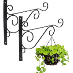 Preimum Black Plant Wall Bracket, 10 collu piekaramie āķi iekštelpām ārpus telpām Metāla kronšteini ar skrūvēm Dārza grozi Augu stādi Vēja zvaniņi Wind Chimes Wind Chimes Pack of 2