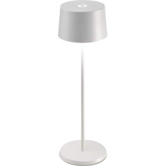 Zafferano Olivia Dimmable LED galda lampa IP65 Aizsardzība iekštelpās ārpus telpām Micro USB lādētājs Augstums 35,5 cm ES kontaktdakša Balts