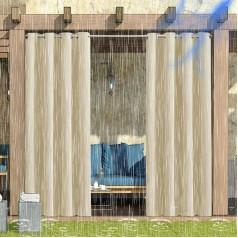 ZJXSNEH Āra aizkari Pergola aizkari Iekštelpu āra ūdensizturīgs terases aizkari Eyelet aizkari aptumšojums lapene lievenis smilškrāsas platums 200 x augstums 270 cm 1PC 1PC