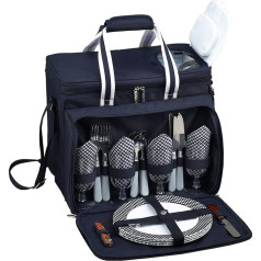 Picnic at Ascot Equipped Insulated Picnic Cooler with Service for 4 - Navy