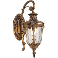 Europäische Retro industrielle Bronze Wandlaterne Wandmontierte Außenwand dekorative Beleuchtung Wandleuchte Wasserdichte und rostfreie Außenwandleuchte Wassermuster Glaslampenschirm Patio Light