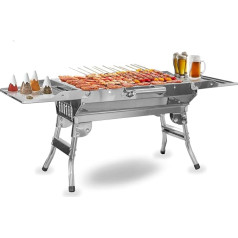 Kichi Terasawa Charcoal Barbecue Pārnēsājams grils Carbon Grill Backyard Patio Desk galda virsma Nerūsējošā tērauda kūpinātājs BBQ grils āra ēdienu gatavošanai un kempingam