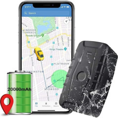 GPS Tracker 20000 mAh magnēts Ilgstoša gaidīšanas režīmā GPS raidītājs automašīnai, autoparkam, kravas automašīnai, motocikla izsekošanai, ūdensizturīgs tiešās izsekošanas lokators, vairāki trauksmes režīmi bez abonēšanas bezmaksas