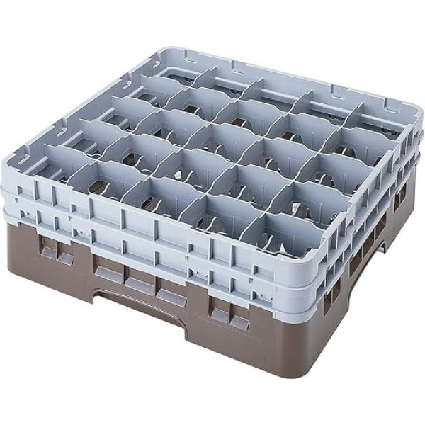 Cambro 25S638-167 Voet stikla grozs ar 3 opzetstukken 500 x 500 H 225 mm Max 174 mm 25 gabali brūns