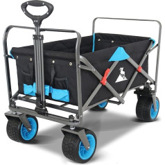 TOPWELL Folding Garden Trolley All Terrain Heavy Duty Folding Trolley with 120kg Capacity Black Blue