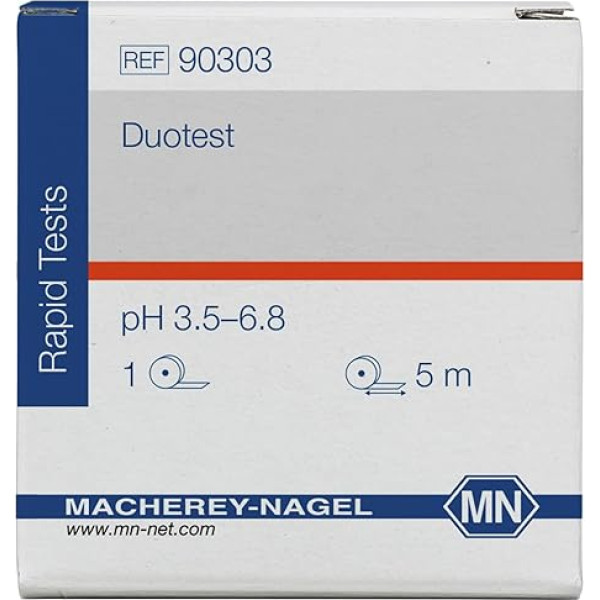 Macherey & Nagel ML-6202 Duotest pH Testpapier mit Zwei Indikatorzonen, pH 3.5-6.8, 5m Länge x 10mm Breite