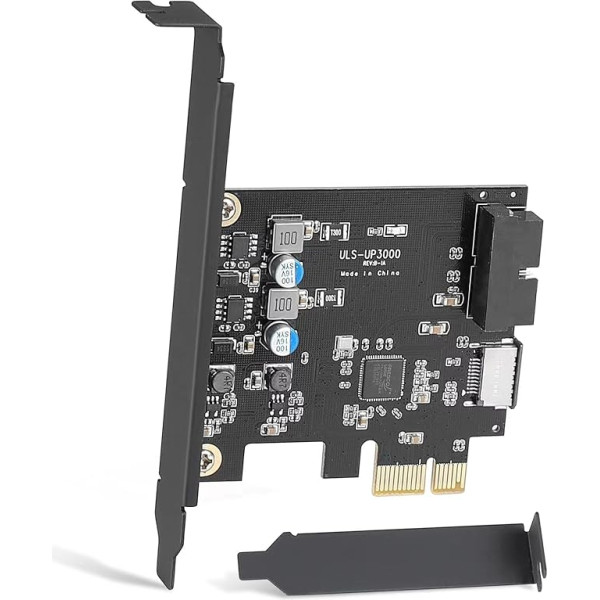 USB PCIe karte PCIe x1 to 19-Pin USB 3.0 Header and Type E (A Key) karte 1 priekšējā paneļa USB A, 1 priekšējā paneļa USB C, USB 3.0 5Gpbs PCI Express paplašināšanas karte Windows MacOS