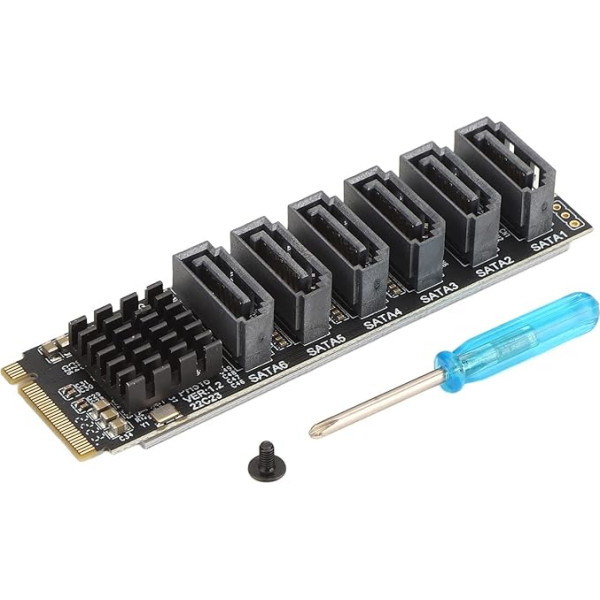 Bewinner M.2 to SATA3.0 Expansion Card 6 portiSATA 3.0 Controller PCIe Expansion Card for ASM1166 Chip Adapter Card PCIE3.0 X2 16Gbps SATA3.0 6Gbps X 5 Atbalsta 6 SATA ierīces