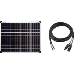 enjoy solar Poly 50 W 12 V polikristālu saules paneļu saules paneļu saules paneļu fotoelementu modulis Ideāli piemērots autofurgoniem, dārza nojumēm, laivām un 4 mm² profesionāls savienojuma kabelis saules modulim ar saules lādētāju