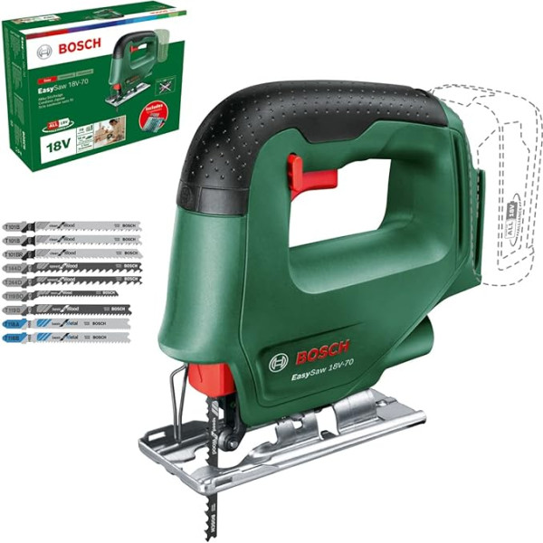 Bosch Home and Garden Bosch EasySaw 18V-70 Cordless Jigsaw (bez akumulatora, 18 V sistēma, 10 x zāģa asmeņi, iepakojumā) - Amazon Edition - Testa cena: (Žurnāls: selbst ist der Mann)