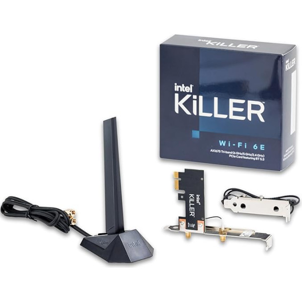 Intel® Killer™ Wi-Fi 6E AX1675 trīsjoslu PCIe WLAN karte PC tīkla karte ar antenu, 2,4 Gbps un 2,4/5/6 GHz WiFi karte Bluetooth 5.3 modulis