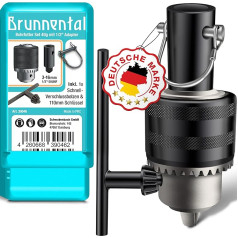 BRUNNENTAL ® Urbju turētājs ar atslēgu 3.0-16 mm 1/2-20UNF - Urbju turētāja komplekts ar adapteri + spārnu skrūve + urbju turētāja atslēga universālajam urbim