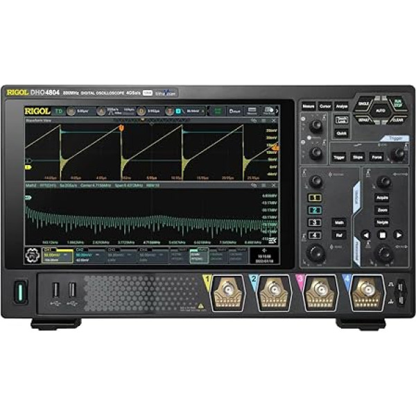 RIGOL DHO4204 digitālais osciloskops, 4 analogie un 1 EXT kanāls, 12 bitu, 200 MHz, 4 GSa/s, 1 500 000 wfms/s, 250 Mpts, 18 μVrms zems trokšņu līmenis, 10,1