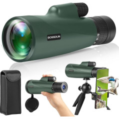 Zoom Monocular Telescope, High Performance Monocular Telescope for Smartphone with Tripod, HD Monocular for Adults, Larger Vision Monocular for Hiking, Hunting, Stargazing, Bird Watching (Green)