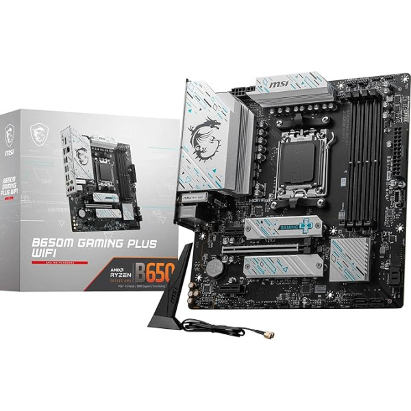 MSI B650M Gaming Plus WiFi pamatplate, mATX - Atbalsta AMD Ryzen 8000/7000 procesorus, AM5 - DDR5 Memory Boost 7800+ MHz/OC, PCIe 4.0 x16, M.2 Gen4, Wi-Fi 6E