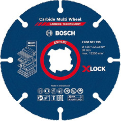 Bosch Professional Professional Expert karbīda daudzpapīra griešanas diski X-Lock cietkoksnes kokam, diametrs 125 mm, piederumi, mazo leņķa slīpmašīnu 10 gab.