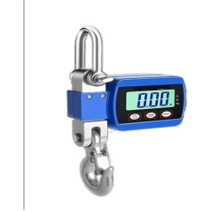 BODORME Digitale Kranwaage Digitale Hängewaage, 500 kg/300 kg, tragbare Kranwaage, robuste Kranwaage, LCD-Hintergrundbeleleuchtung, industrielle Hakenwaage, Einheitenwechsel(300kg Blue)