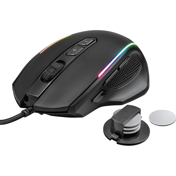 Trust Gaming GXT 165 Celox Gaming Maus, 200-10.000 DPI, Einstellbares Gewicht, RGB LED-Beleuchtung, 8 Programmierbaren Tasten, USB Kabel, Computer/Laptop/PC - Schwarz