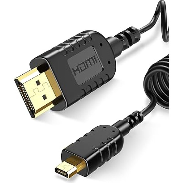 FOINNEX Micro HDMI uz HDMI kabelis 4K @ 60Hz, spirālveida Micro HDMI kabelis ar UHD, 3D, Ethernet, ARC, 1080p, HDR, ātrgaitas Micro HDMI uz HDMI kabelis GoPro Hero 7, Canon kamerai, planšetdatoram, gimbalam