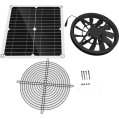 Solarbetriebenes Ventilator-Set, 100 W, 12 V, wasserdicht, kühlend, rund, Solarpanel, Abluftventilator mit Lüfterabdeckung, 3000 U/min, Außenventilator für Hühnerstall, Gewächshaus, Haustierhaus