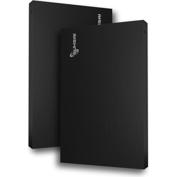 SUHSAI Pārnēsājamais ārējais cietais disks USB 2.0 HDD 500 GB Ultra slim metāla dizains, ātrdarbīgs datu pārneses cietais disks, saderīgs ar PC, Mac, Windows, galddatoru (melns)