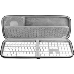 Geekria Keyboard Carrying Case, ciets aizsargvāciņš, ceļojumu futrālis, saderīgs ar Magic Keyboard ar ciparu tastatūru un Magic Mouse Combo Case (gaiši pelēks), gaiši pelēks, moderns